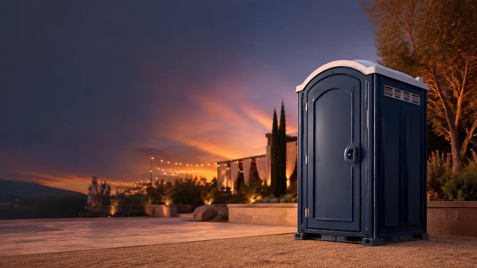 Portable restroom shown for rental planning in Temple, TX
